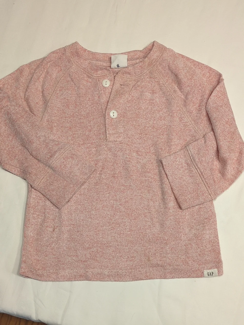 GAP Heathered Pink Long-Sleeve Henley Top